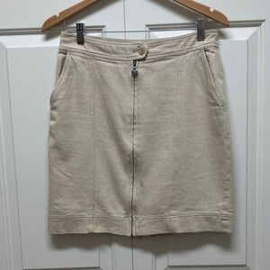 Atelier Reve linen cotton blend mini skirt, front zipper, pockets, cream EU 38